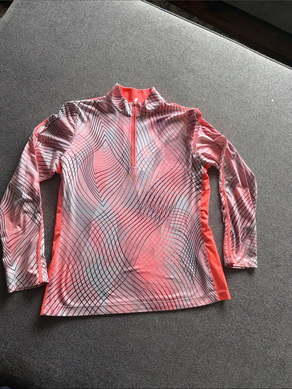 Tail White Label Coral Geo-Print Quarter-Zip Active Pullover Women sz M